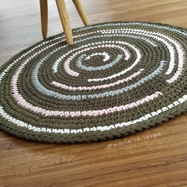 Patrón Gratis Crochet Ganchillo Alfombra Tapete Redondo Mandala Flor Trapillo Hilo Cuerda Nordico Infantil