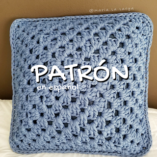 Patron Crochet PDF Cubirta Cojín Almohadon trapillo Ganchillo Granny Square Cuadrado de Abuela Descarga