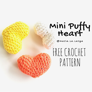 Free Easy Crochet Mini Puffy Heart Pattern Amigurumi Instant PDF Love Hearts